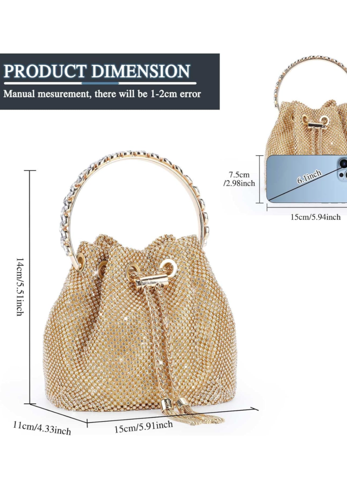 Rhinestone bucket bag