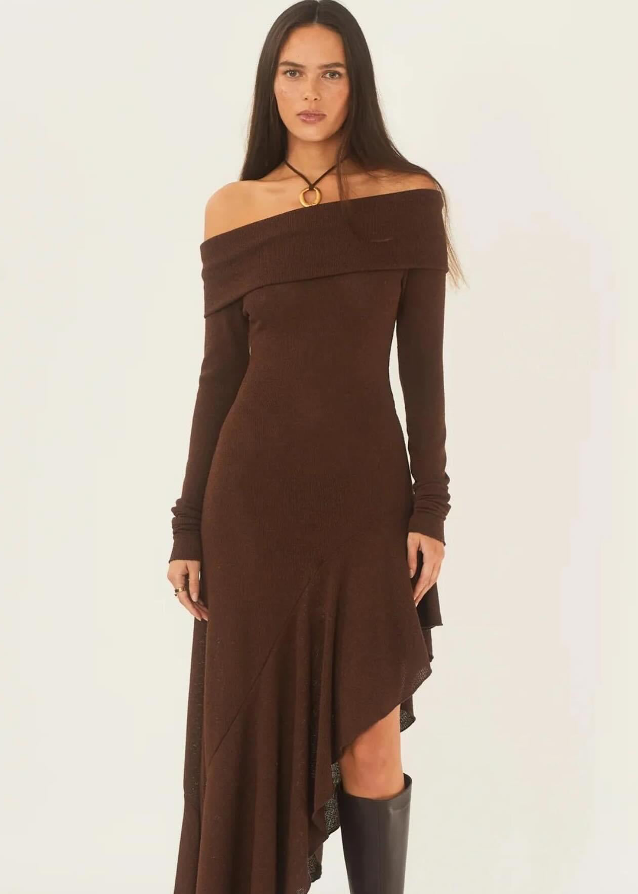 Cocoa off shoulder dress