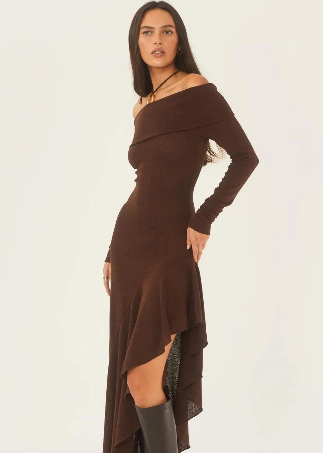 Cocoa off shoulder dress